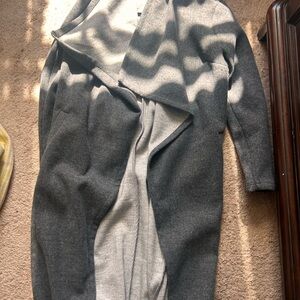 Long Open-Front Gray trench coat Coatigan